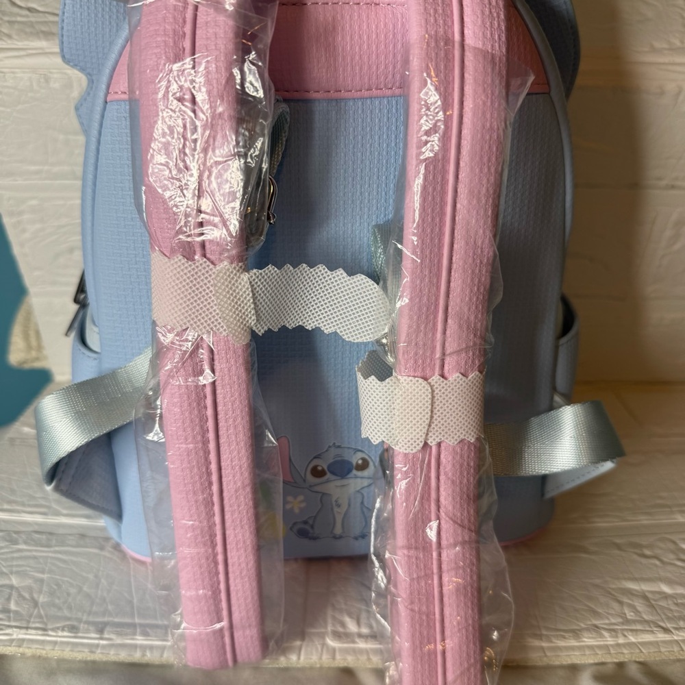 New Loungefly Disney Stitch Mini Backpack - Light Blue and Pink - Picture 4 of 11